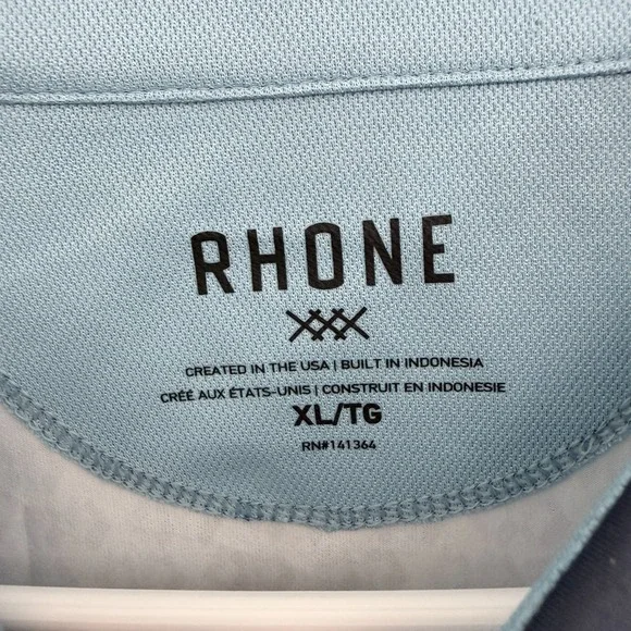 Rhone Polo Shirt Mens XL Blue Geometric Golf Performance Stretch Athletic - Picture 3 of 8